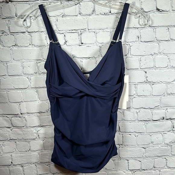 Calvin Klein Women's Standard Tankini Swimsuit Tummy Control Navy Blue size XS - Picture 14 of 16